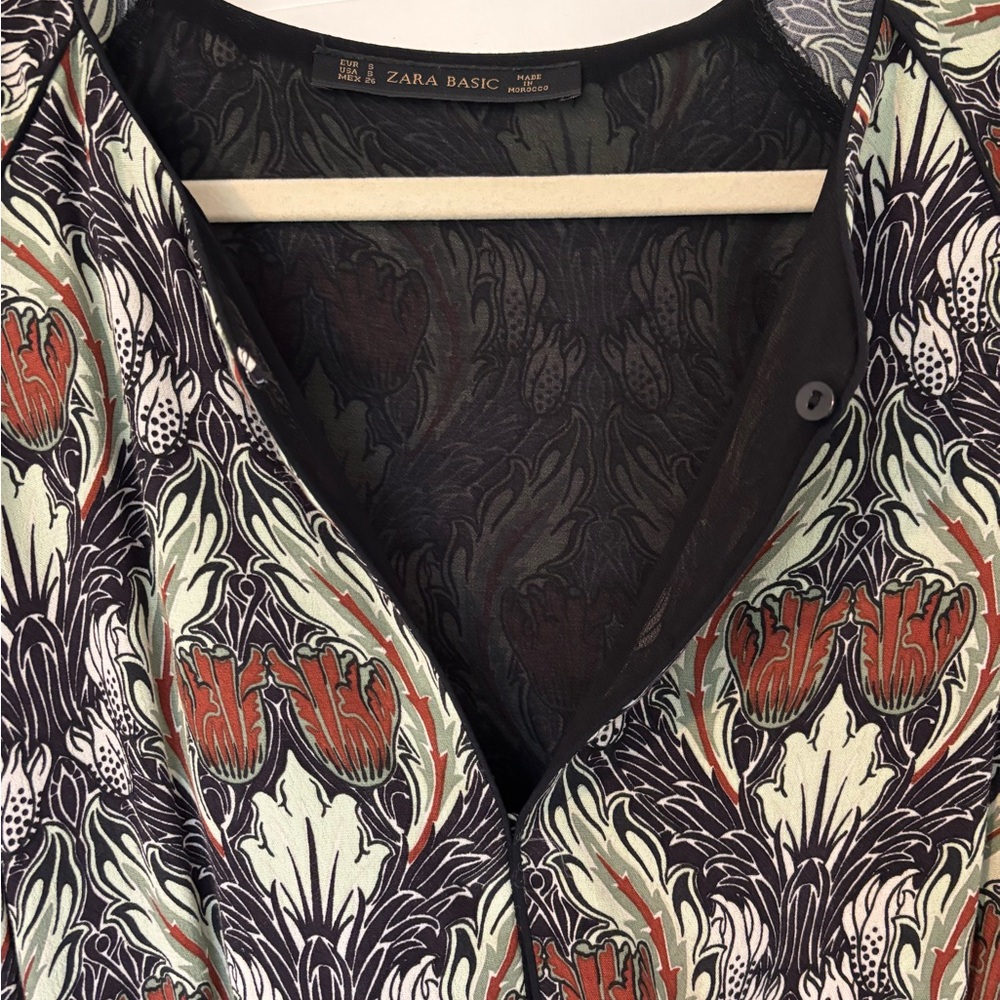 Zara Basic Long Sleeved Floral Patterned Dress Si… - image 10